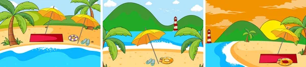 Set van zomer strand achtergrond — Stockvector