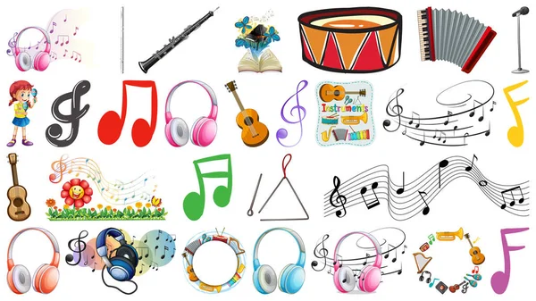 Conjunto de instrumentos musicais —  Vetores de Stock