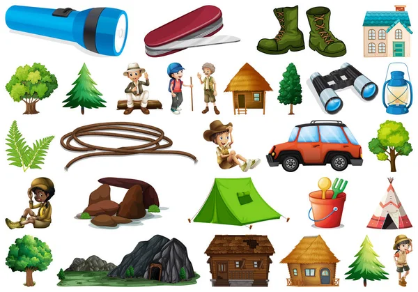 Set of camping element — Stock Vector