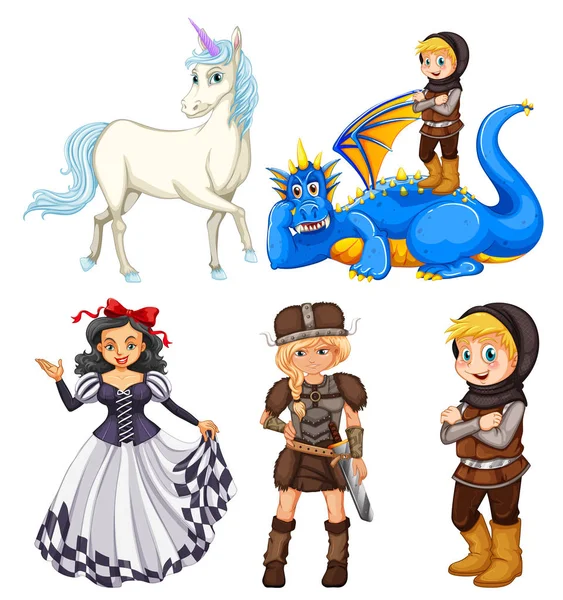 Conjunto de personagem de desenho animado medieval —  Vetores de Stock