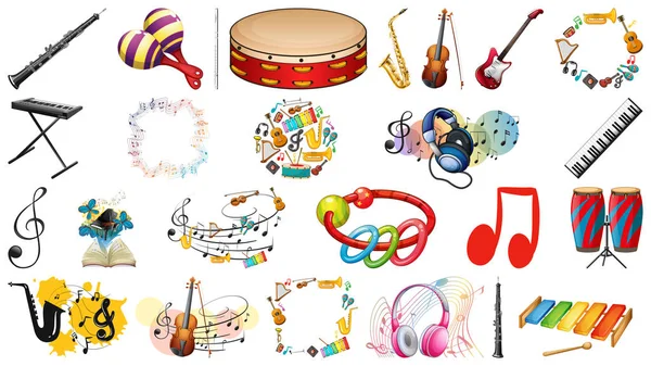 Conjunto de instrumentos musicais —  Vetores de Stock