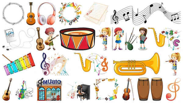 Conjunto de instrumentos musicais —  Vetores de Stock