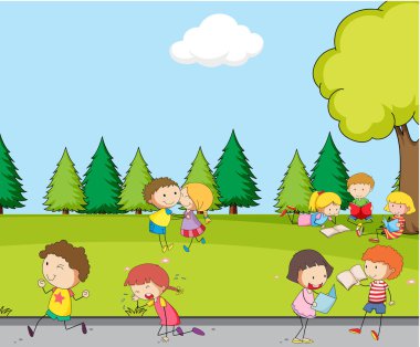 Parkta bir grup çocuk