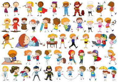 Doodle çocuk karakteri seti