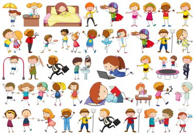 Doodle karakter kümesi
