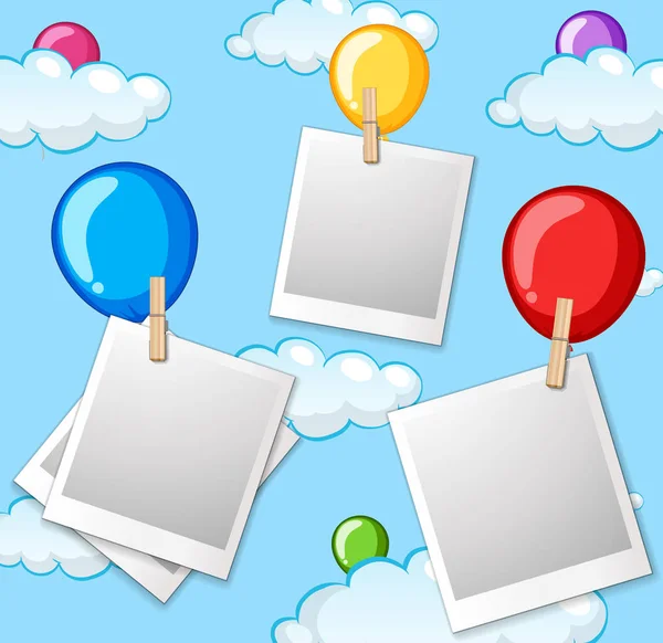 Balloon in sky photo frame — Stock Vector