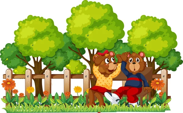 公園でクマのカップル — ストックベクタ