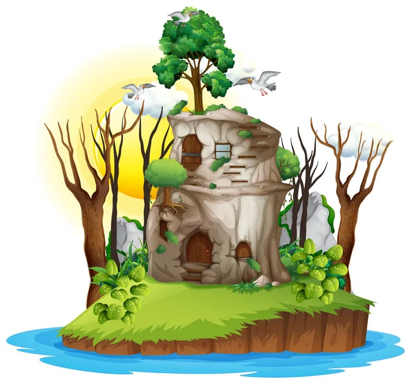 Une maison de fantaisie sur l'île — Image vectorielle