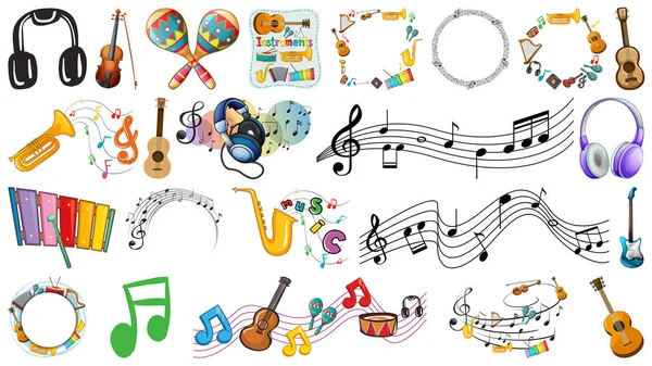 Conjunto de instrumentos musicais —  Vetores de Stock