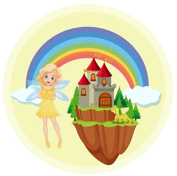 A fairy at the castle — Stock Vector