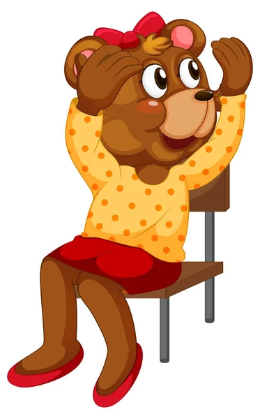 椅子に座っている漫画のクマ — ストックベクタ