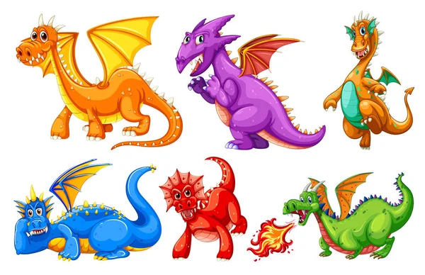 Conjunto de carácter dragón — Archivo Imágenes Vectoriales