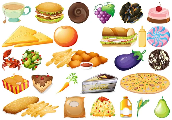 Ensemble de différents aliments — Image vectorielle