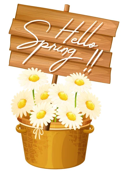 Niedliches Hallo Frühling Banner — Stockvektor