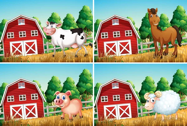 Set of animal at farm — Stock Vector