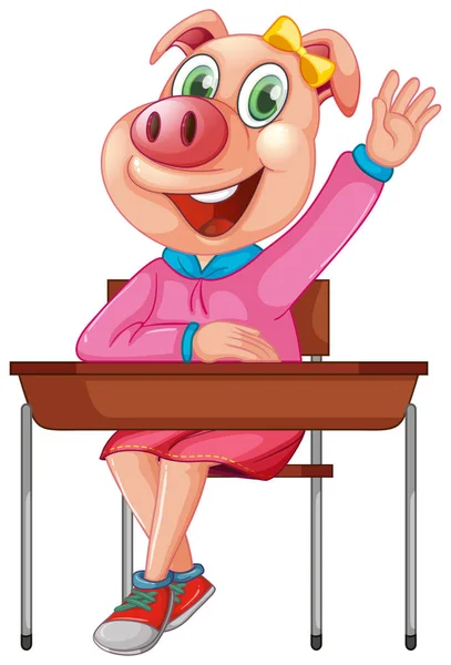 A pig student character — Stock Vector