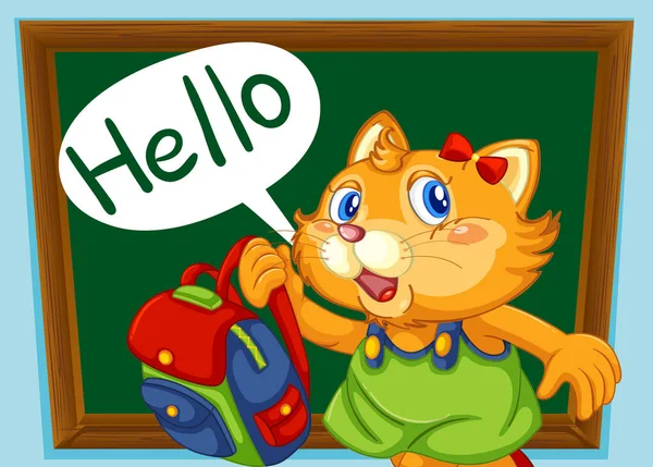 A cat student say hello — Stock Vector
