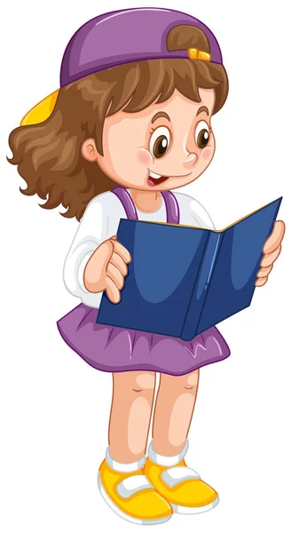 Ung flicka läser bok — Stock vektor