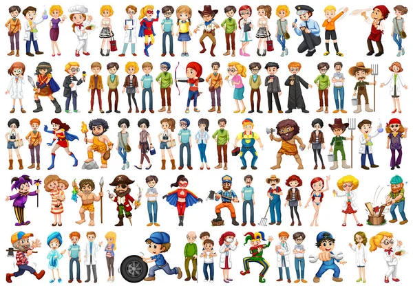 Ensemble de personnages caractère — Image vectorielle