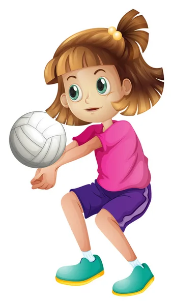 Un personnage féminin de volleyball — Image vectorielle