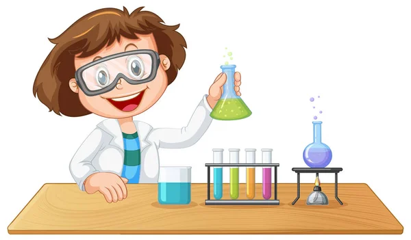 Bir laboratuvar çocuk karakteri — Stok Vektör