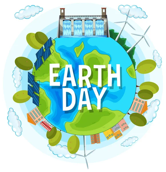 Salvar el planeta día de la tierra — Vector de stock