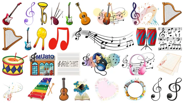 Conjunto de instrumentos musicais —  Vetores de Stock