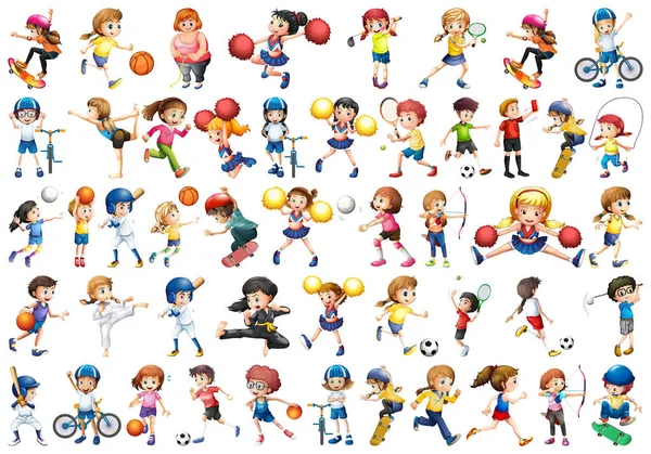 Ensemble d'enfants sportifs — Image vectorielle