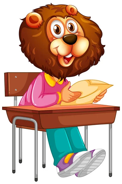 A lion student character — Stock Vector