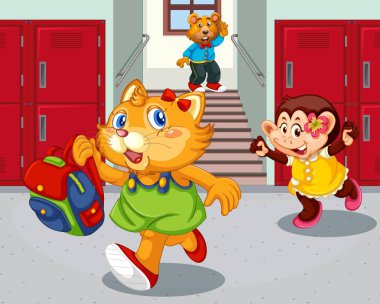 Öğrenci okul koridorunda