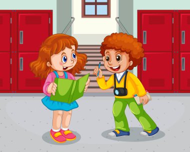 Okul koridorunda öğrenci