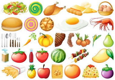 Set of healthy food