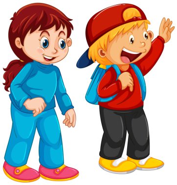 Sevimli erkek ve kız karakter
