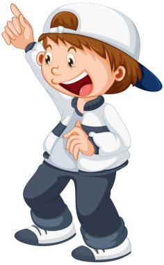 Beyaz zemin üzerinde bir erkek karakter