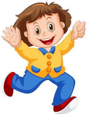 Beyaz arka planda mutlu kız karakteri