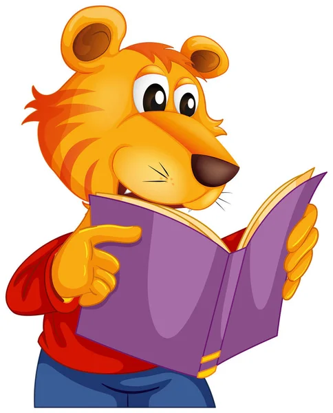 A tiger reading book — Stock Vector