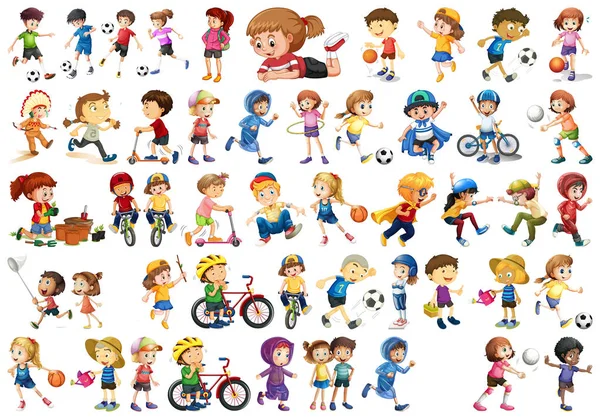 Diverse children set on white background — Stock Vector