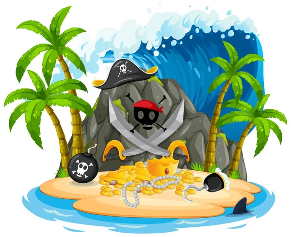 Isolated pirate island on white background — Stock Vector