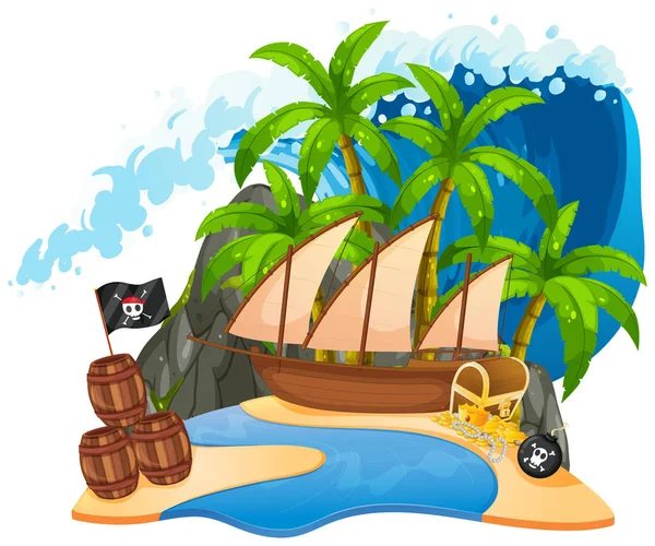 An isolated pirate island — Stock Vector