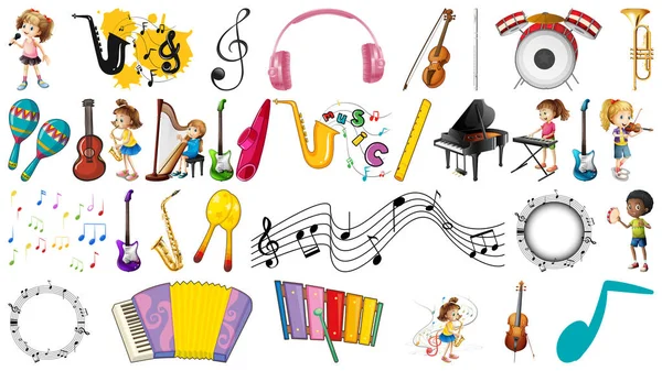 Conjunto de instrumentos musicais —  Vetores de Stock