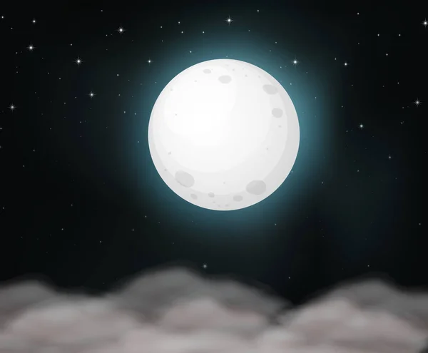 Luna en el cielo oscuro — Vector de stock