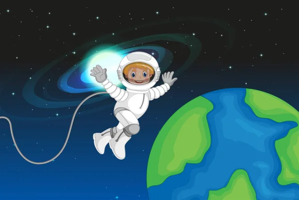 En astronaut i rymden — Stock vektor