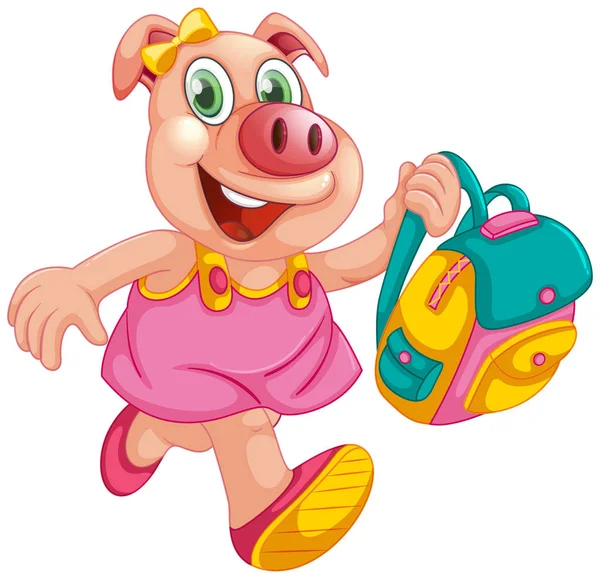 A pig student character — Stock Vector