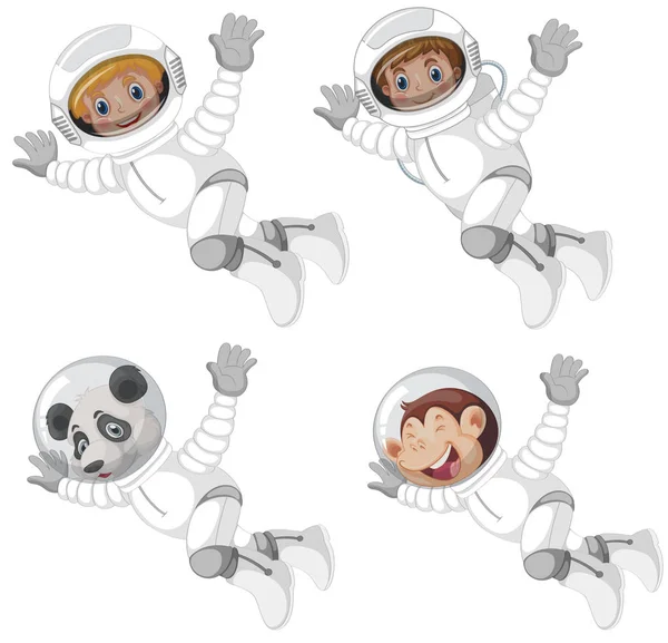 Набір персонажів астронавтів — стоковий вектор