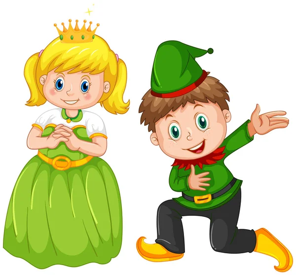 Boy and girl wearing costume — Stock Vector