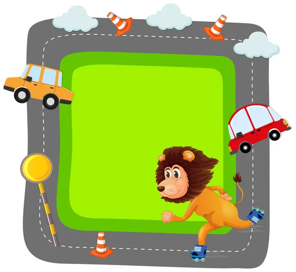 Lion sur bannière de trafic — Image vectorielle