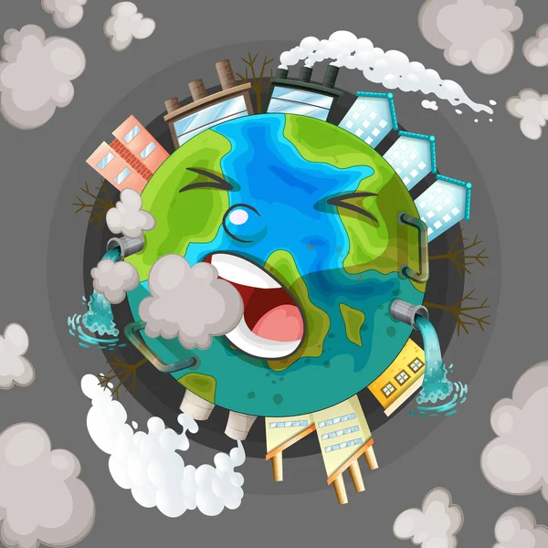 Een vervuild aarde icoon — Stockvector
