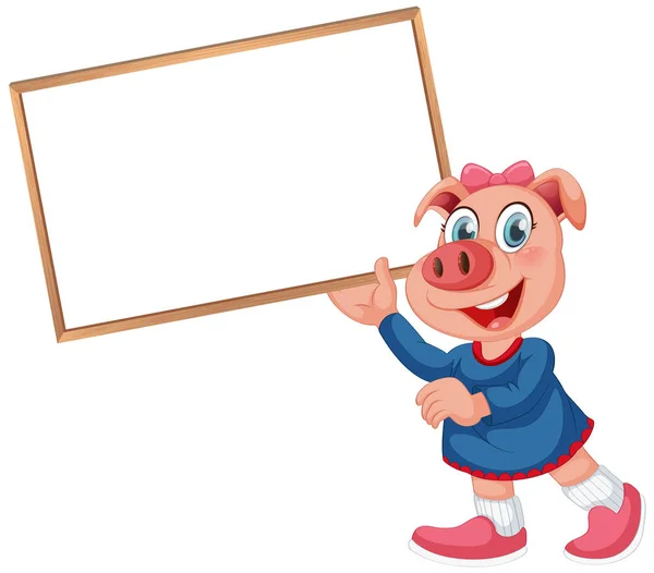 Un cerdo con pancarta en blanco — Vector de stock