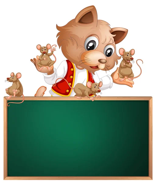 Kat en muis op schoolbord — Stockvector