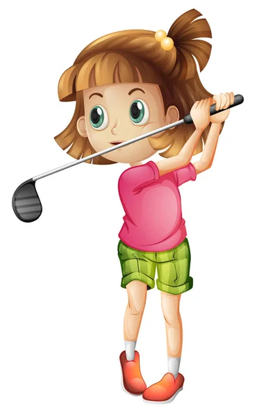 Uma personagem golfista feminina — Vetor de Stock